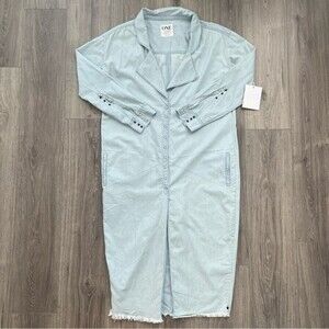 NWT One Teaspoon Le Hustle Coat Light Blue Long Chambray Shirt Relaxed XS
